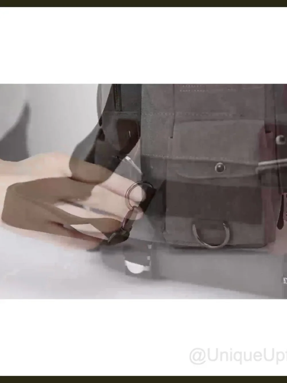 Canvas Crossbody Messenger Sling Backpack Faux Leather Trim Travel Bag